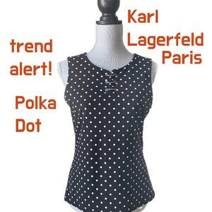 Karl Lagerfeld Paris Polka Dot top With Hardware Size Smal Petite